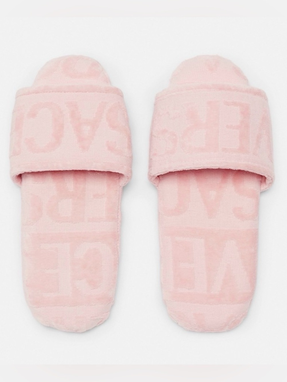Versace Pink Rosa Allover Baroque Bath Slippers XL Authentic